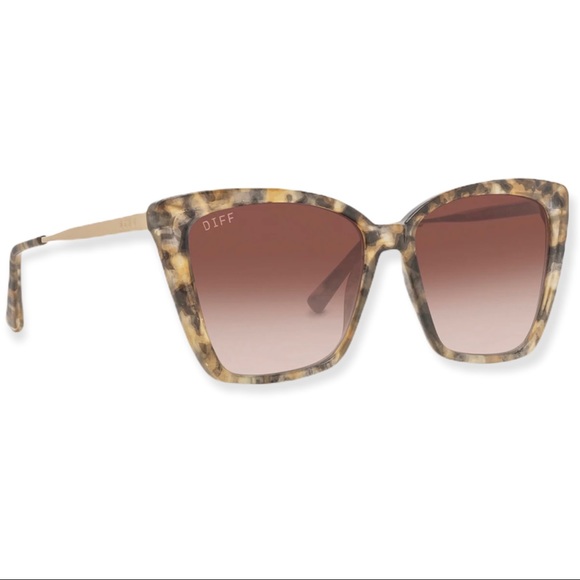 DIFF Heidi Sunglasses Sea Tortoise Gold Frame Brown Gradient Lenses Cateye - Picture 5 of 9